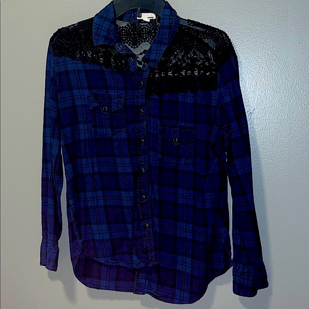 Garage blue plaid button down
